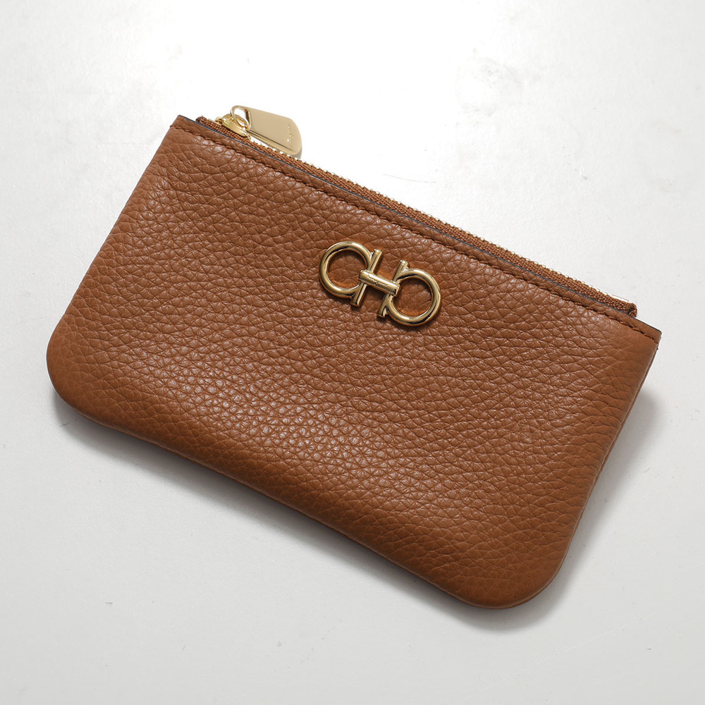 Salvatore Ferragamo GANCINI coin Wallet Purse Key Wallet Leather Ring